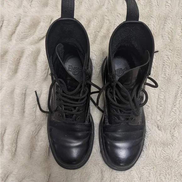 Dr. Martens Black Leather Combat Boots - Picture 3 of 8
